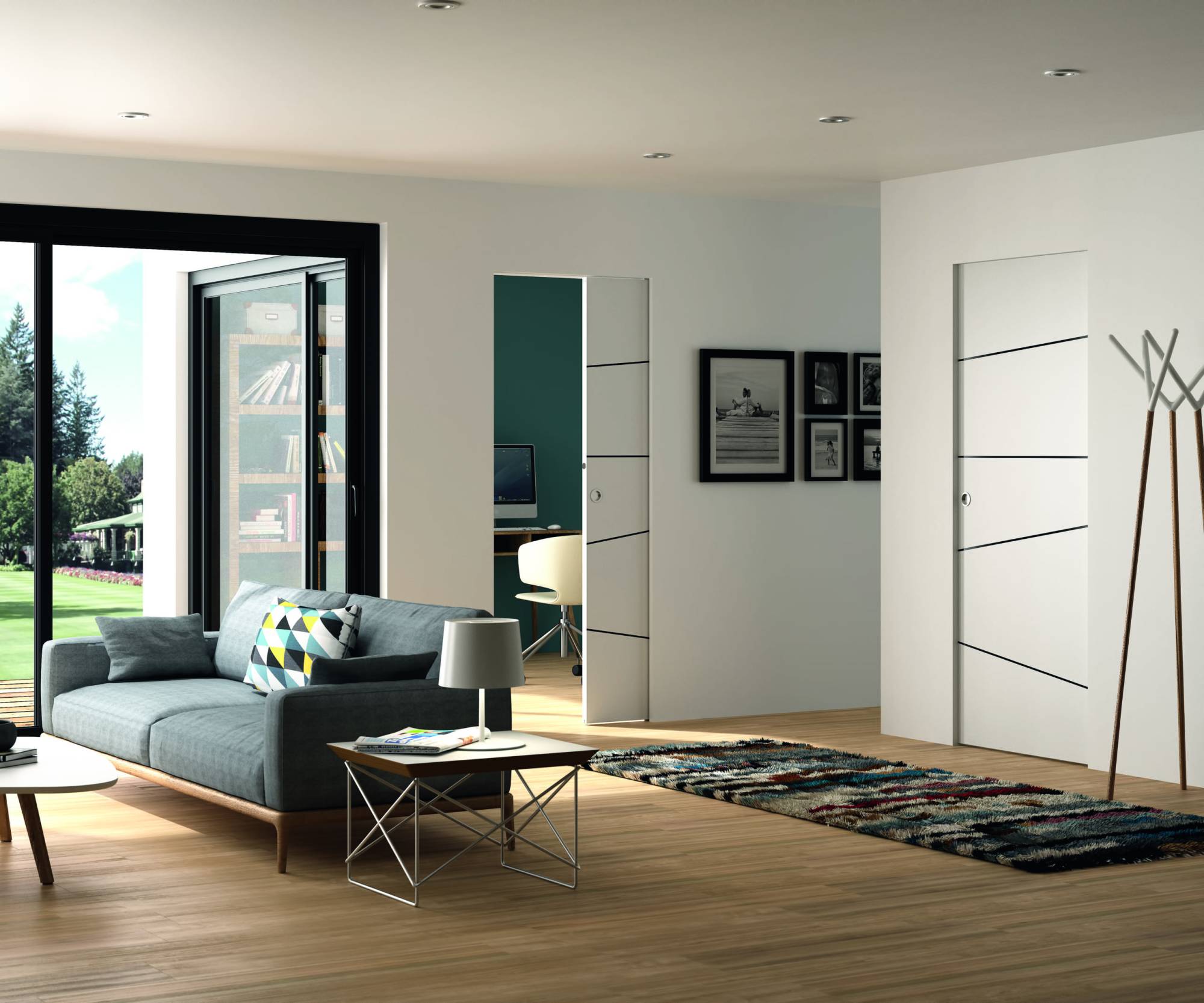 Aménagement intérieur - porte d'intérieur - baie vitrée - parquet - Matériaux Dubos