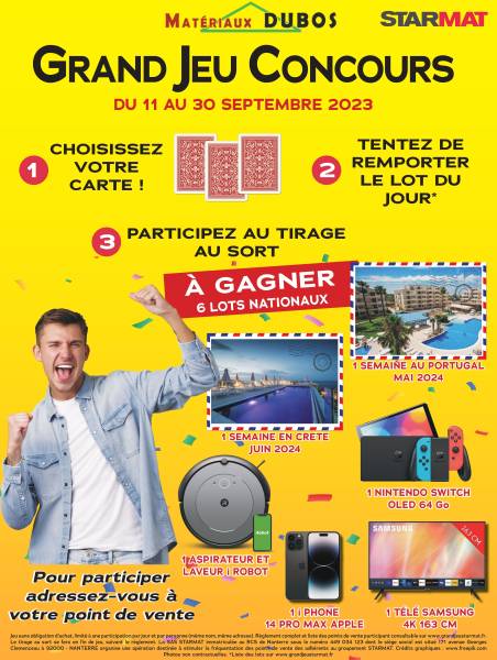 GRAND JEU CONCOURS 2023 - MATERIAUX DUBOS - STARMAT 